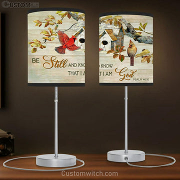 Psalm 4610 Be Still And Know That I Am God Table Lamp Gift - Cardinal Couple - Christian Bedroom Decor