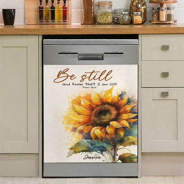 Psalm 4610 Be Still And Know That I Am God Personalized Dishwasher Cover, Religious Dishwasher Wrap, Bible Kitchen Decoration