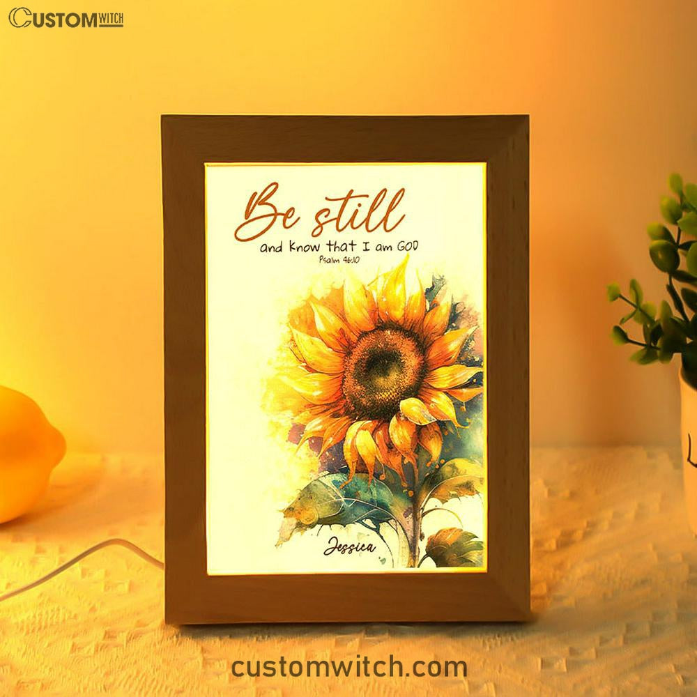 Psalm 4610 Be Still And Know That I Am God Personalized Frame Lamp Art - Religious Gifts Night Light - Bible Frame Lamp Art