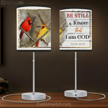 Psalm 4610 Be Still &amp; Know That I Am God Table Lamp Gift - Cardinal - Christian Bedroom Decor