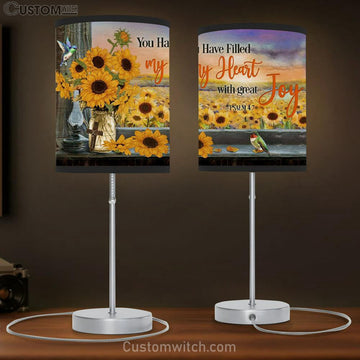 Psalm 47 You Have Filled My Heart With Great Joy Table Lamp Gift - Christian Bedroom Decor