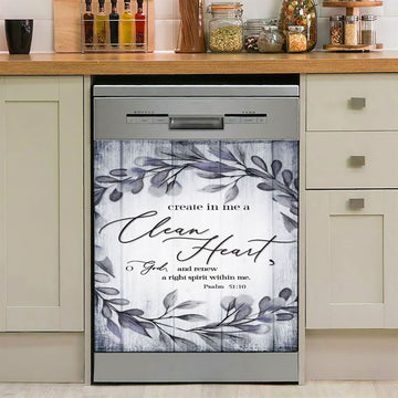 Psalm 5110 Create In Me A Clean Heart 1 Dishwasher Cover, Christian Dishwasher Wrap, Religious Kitchen Decoration