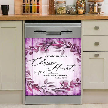 Psalm 5110 Create In Me A Clean Heart 2 Dishwasher Cover, Christian Dishwasher Wrap, Religious Kitchen Decoration