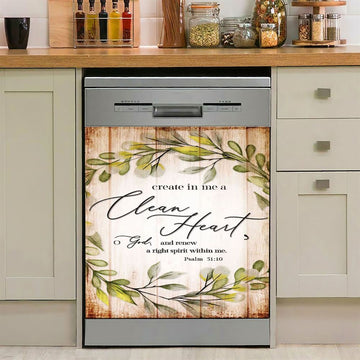 Psalm 5110 Create In Me A Clean Heart Dishwasher Cover, Christian Dishwasher Wrap, Religious Kitchen Decoration
