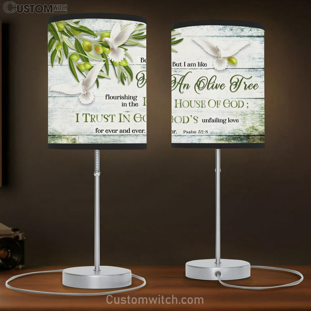 Psalm 528 I Am Like An Olive Tree Lamp Gift Table Lamp - Christian Lamp Gift Decor - Scripture Table Lamp Prints