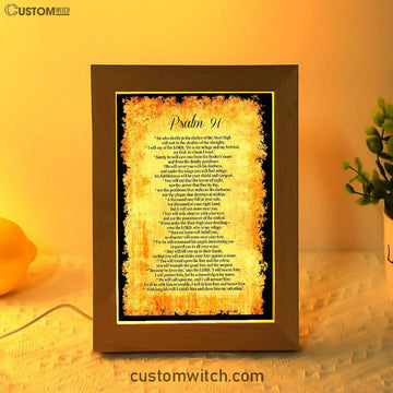 Psalm 91 - He Will Call Upon Me And I Will Answer Him Frame Lamp Print - Christian Night Light Decor