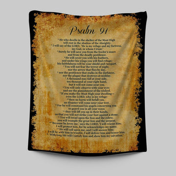 Psalm 91 - He Will Call Upon Me And I Will Answer Him Tapestry Wall Print - Christian Tapestries Wall Art Decor