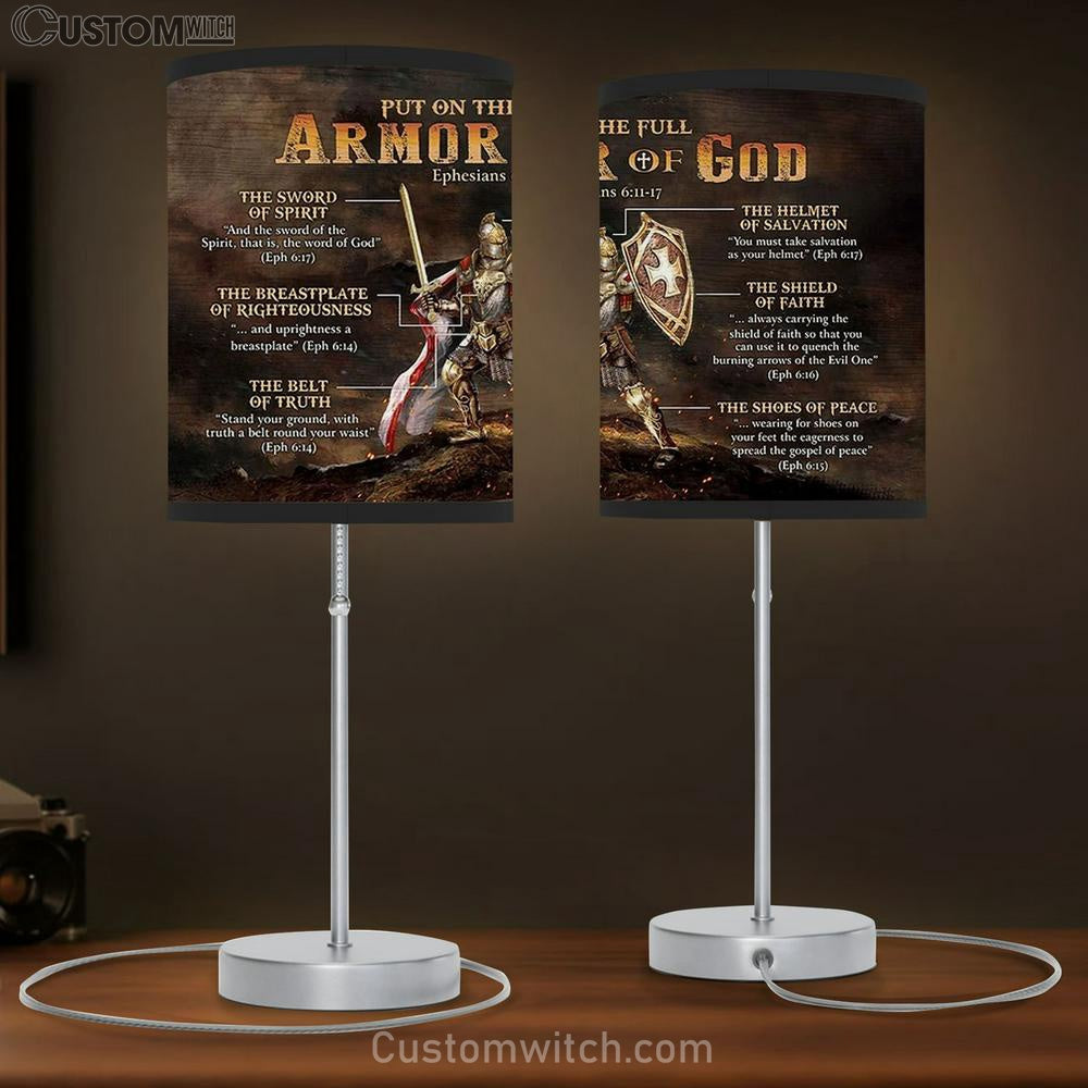 Put On The Full Armor Of God Christian Table Lamp Art - Christian Lamp Gift - Religious Wall Decor