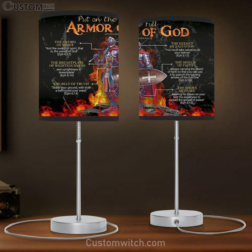 Put On The Full Armor Of God Ephesians 6 10 18 Table Lamp Art - Christian Lamp Gift - Religious Wall Decor