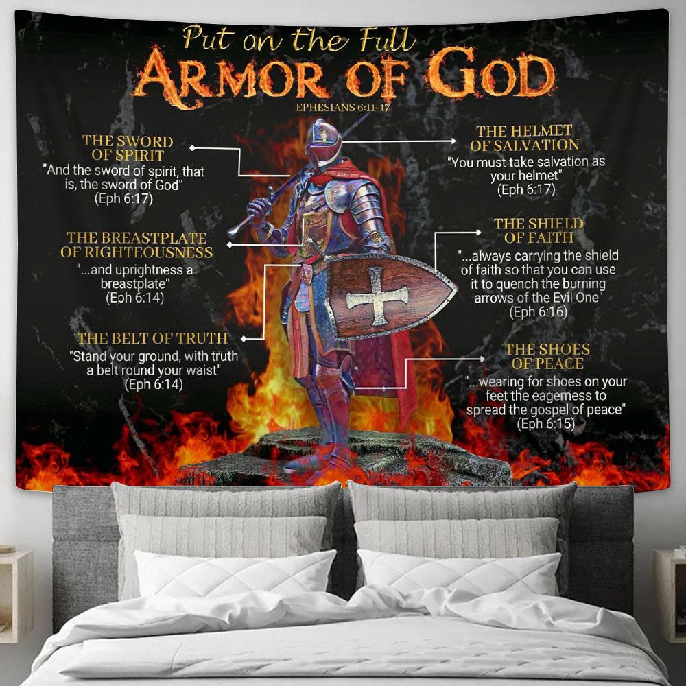 Put On The Full Armor Of God Ephesians 6 10 18 Tapestry Art - Christian Wall Art - Religious Wall Decor