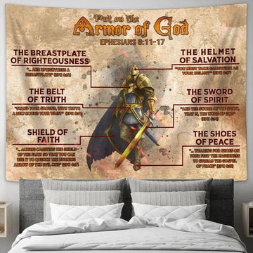 Put On The Full Armor Of God Knight Tapestry Art - Christian Wall Art - Religious Wall Decor