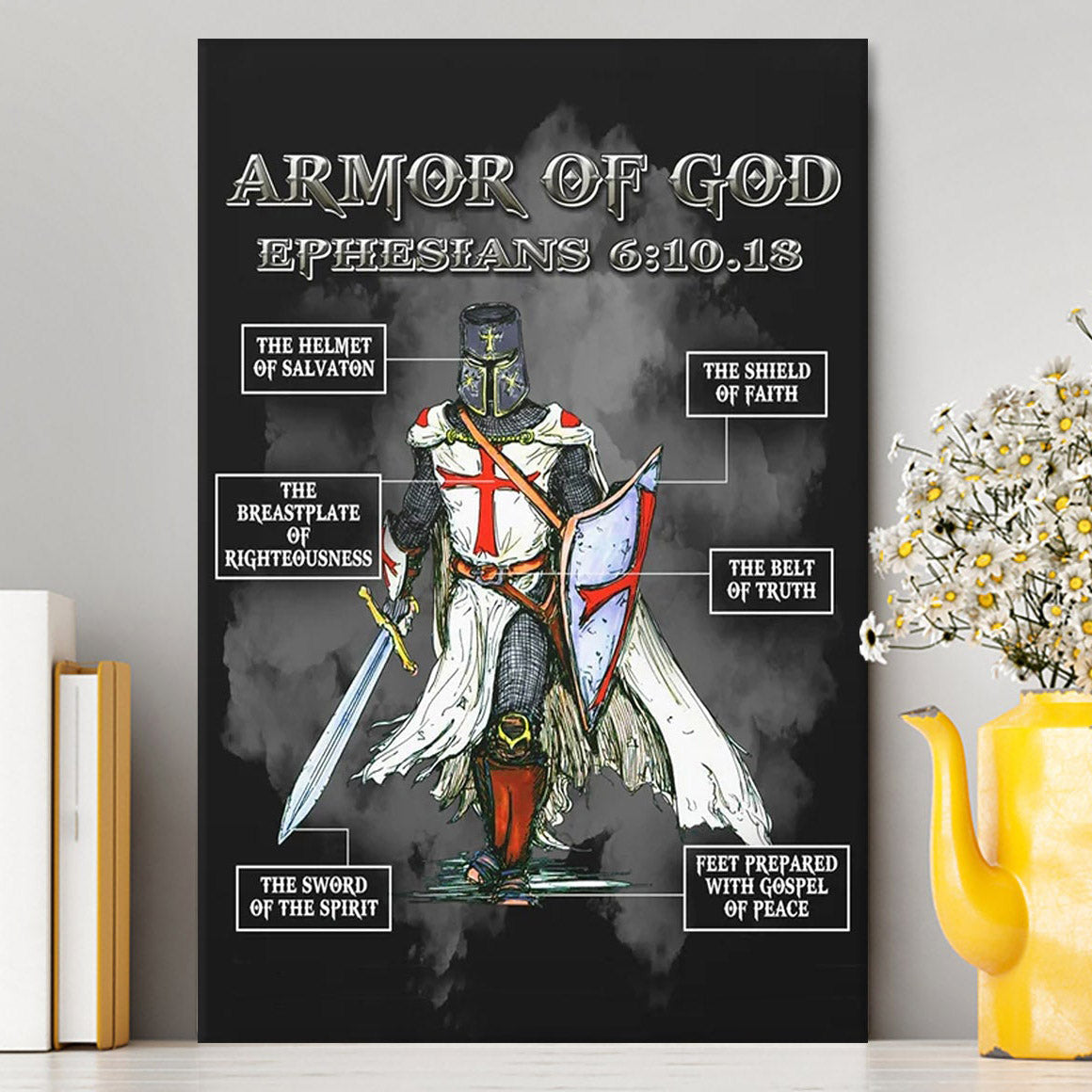 Put On The Full Armor Of God Warrior Of Christ Canvas Wall Art - Christian Home Decor - Religious Art
