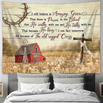 Red Barn I Still Believe In Grace Tapestry Art - Bible Verse Wall Art - Wall Decor Christian