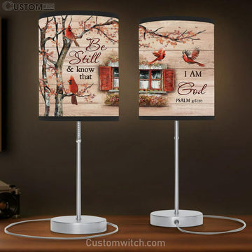 Red Cardinal Be Still &amp; Know That I Am God Table Lamp Gift - Bible Verse Table Lamp - Religious Bedroom Decor