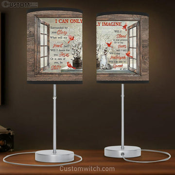 Red Cardinal Cotton Flower I Can Only Imagine Table Lamp Art - Christian Lamp Gift Decor - Bible Verse Table Lamp