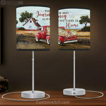 Red Truck The Best Journey Always Takes Us Home Table Lamp Art - Christian Lamp Gift Decor - Bible Verse Table Lamp