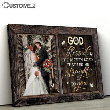 Red rose God blessed the broken road Canvas Wall Art - Bible Verse Canvas - Religious Prints