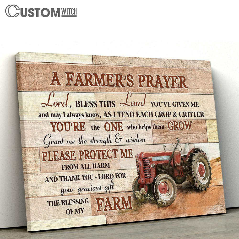Red truck A farmer&#39;s prayer Canvas Wall Art - Bible Verse Canvas - Religious Prints