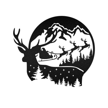 Reindeer And Santa Christmas Sence Custom Neon Metal Sign, Christmas Gift, Christmas Home Decor Sign, Christmas Outdoor Metal Sign