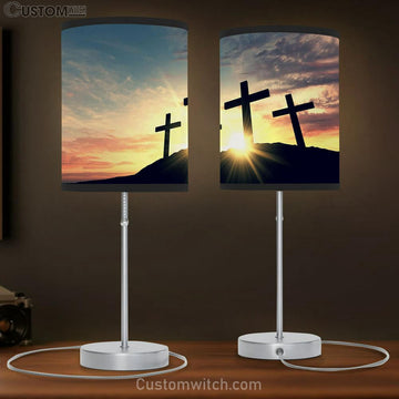 Religious Cross Night Sunrise Sky Table Lamp Pictures - Faith Art - Christian Table Lamp Gift Decor