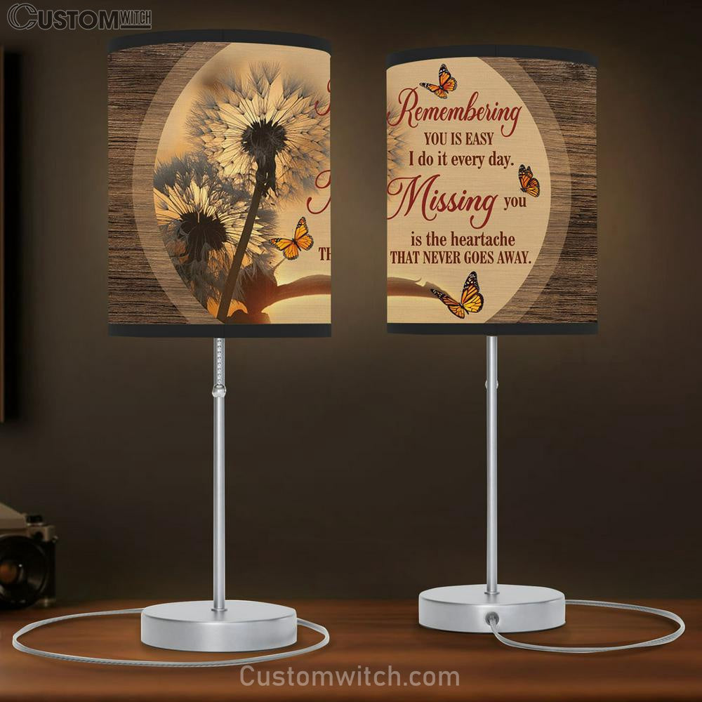 Remembering You Is Easy I Do It Everyday Dandelion Butterfly Sunset Large Table Lamp - Christian Table Lamp Prints - Religious Table Lamp Art