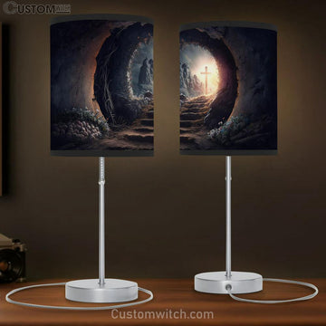 Resurrection Empty Tomb With Crucifix Dawn Table Lamp Pictures - Faith Art - Christian Table Lamp Gift Decor