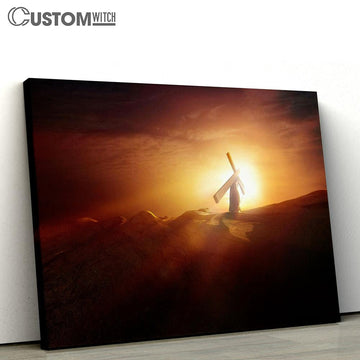Resurrection Jesus Carrying Cross Canvas Pictures - Faith Art - Christian Canvas Wall Art Decor
