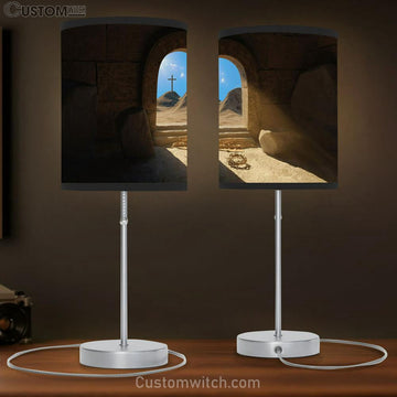Resurrection Jesus Christ Empty Stone Tomb Table Lamp Pictures - Faith Art - Christian Table Lamp Gift Decor