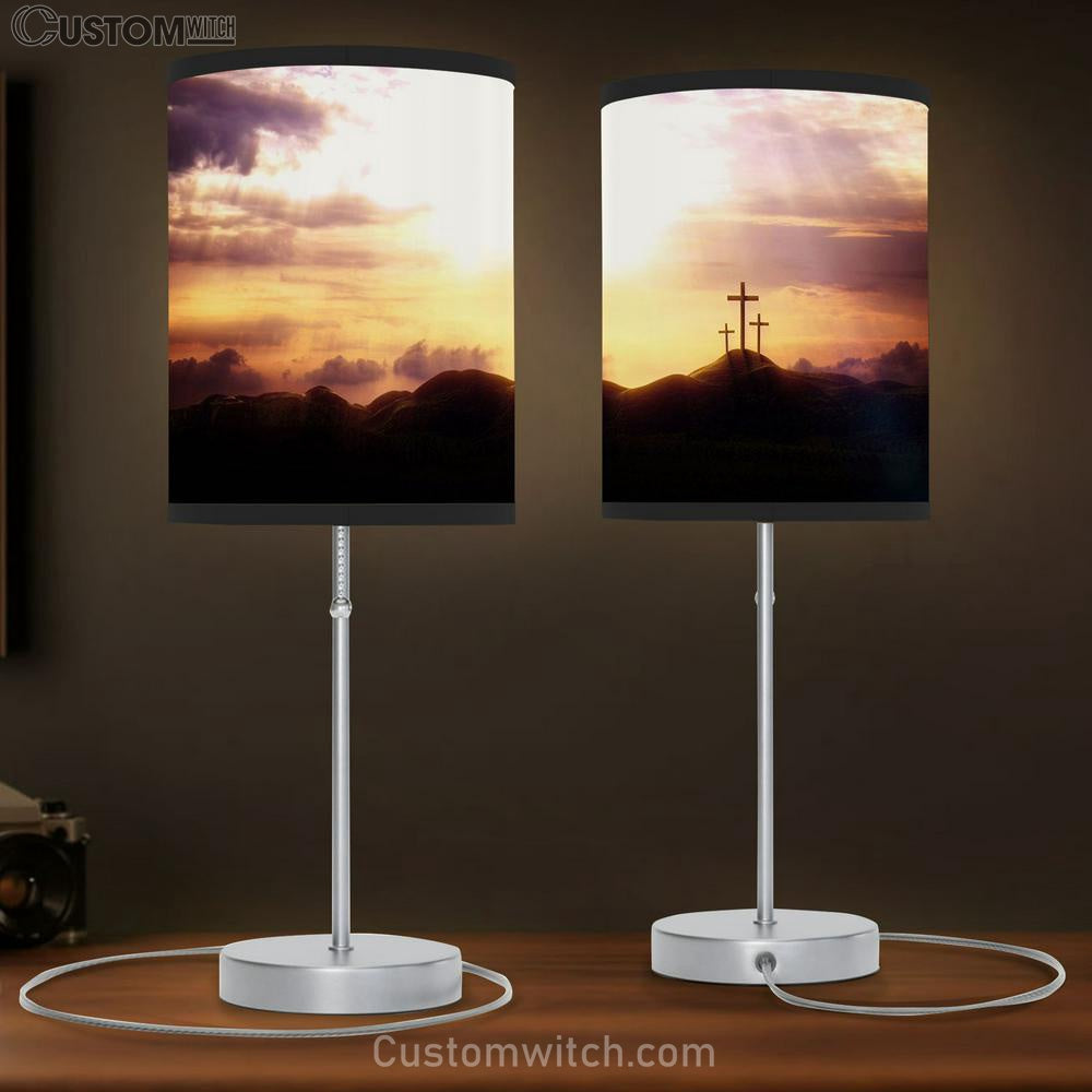 Resurrection Jesus Christ Holy Cross Table Lamp Pictures - Faith Art - Christian Table Lamp Gift Decor