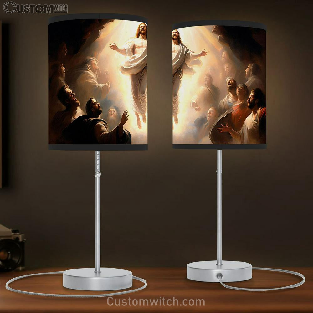 Resurrection Jesus Christ Is Ascending Heaven Table Lamp Pictures - Faith Art - Christian Table Lamp Gift Decor