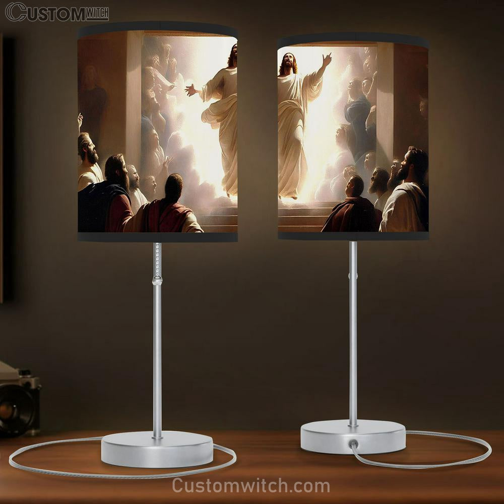 Resurrection Jesus Is Ascending Heaven Table Lamp Pictures - Faith Art - Christian Table Lamp Gift Decor