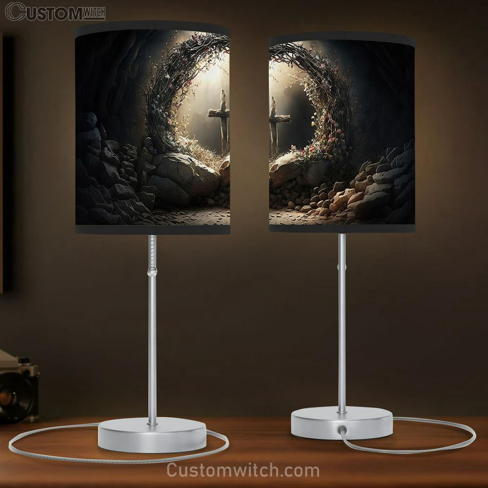 Resurrection Light Empty Tomb With Crucifix Dawn Table Lamp Pictures - Faith Art - Christian Table Lamp Gift Decor