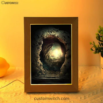 Resurrection Light Empty Tomb With Crucifix Dawn Frame Lamp Prints - Religious Frame Lamp Art - Christian Decor