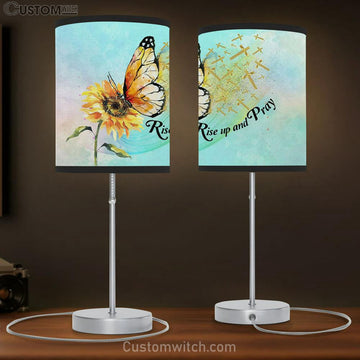 Rise Up And Pray Butterfly Sunflower Table Lamp Gift - Christian Bedroom Decor
