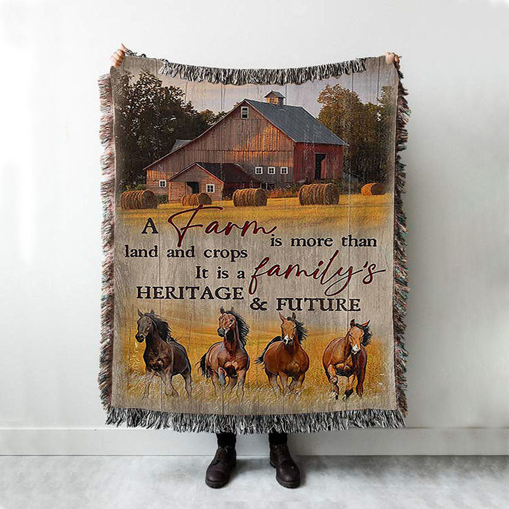 Running Horse A Farm Is More Than Land And Crops Woven Blanket Print - Inspirational Woven Blanket Art - Christian Throw Blanket Home Decor