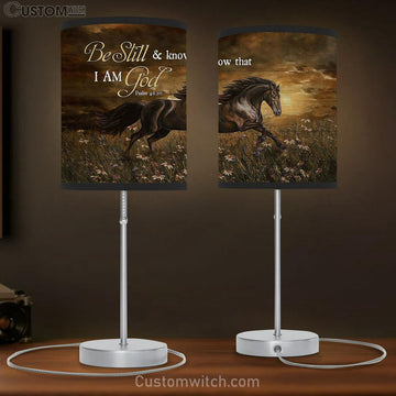 Running Horse Daisy Field Be Still And Know That I Am God Lamp Gift Table Lamp - Christian Bedroom Decor - Gifts For Horse Lovers