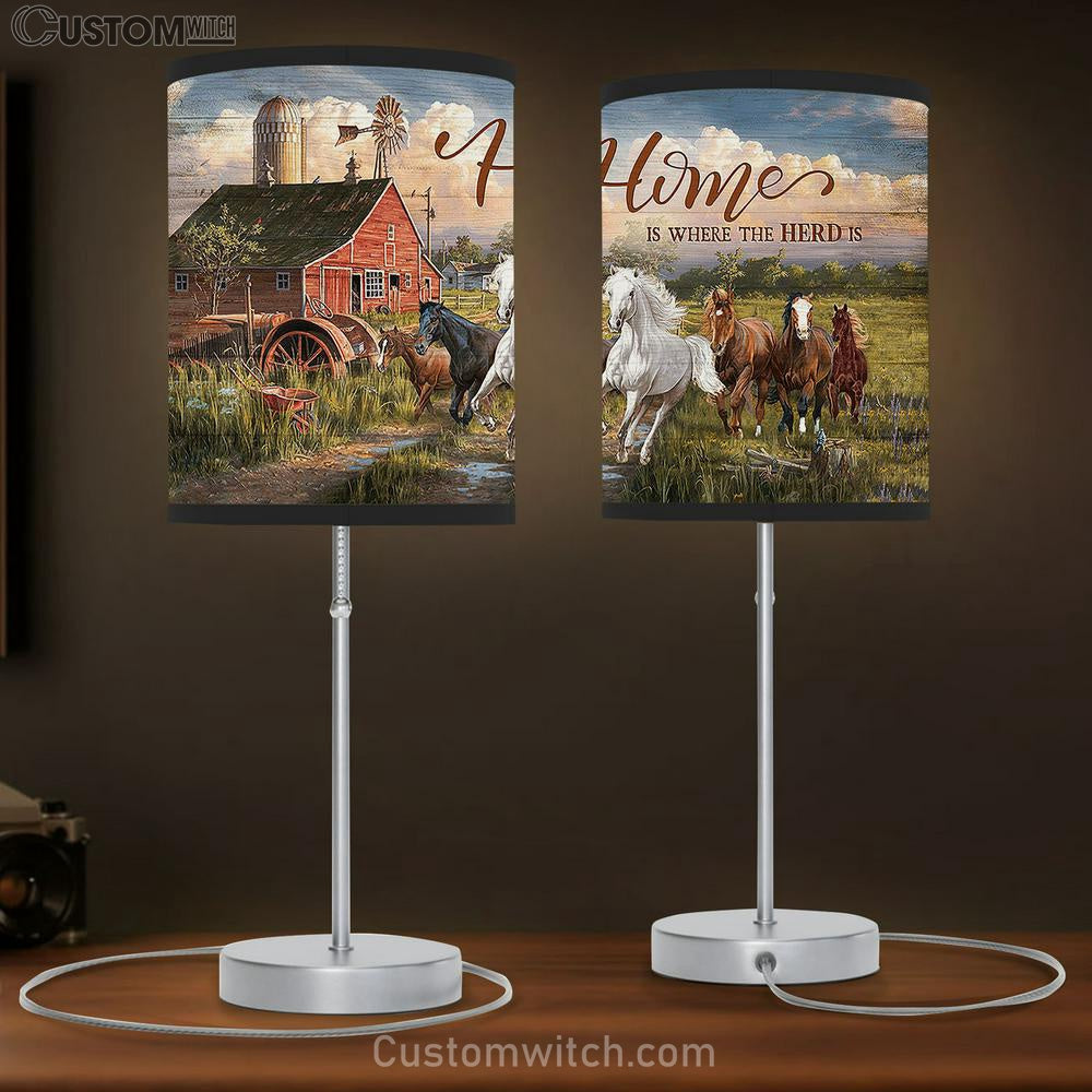 Running Horse Home Is Where The Herd Is Lamp Gift Table Lamp - Christian Bedroom Decor - Gifts For Horse Lovers
