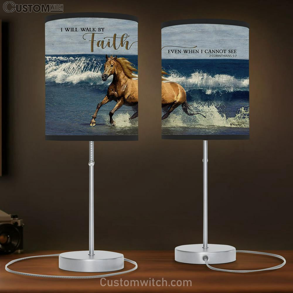 Running Horse I Will Walk By Faith Even When I Cannot See Lamp Gift Table Lamp - Christian Bedroom Decor - Gifts For Horse Lovers