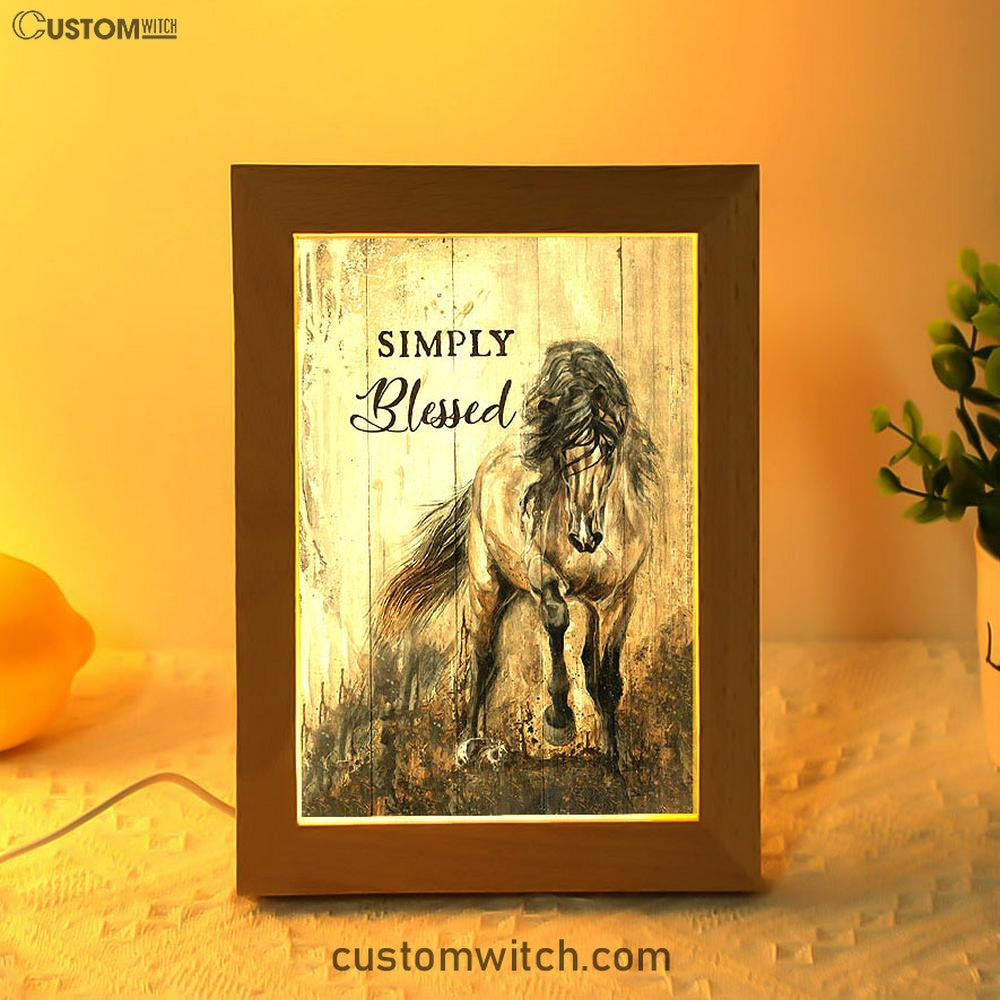 Running Horse Simply Blessed Frame Lamp Print - Inspirational Frame Lamp Art - Christian Art Home Decor