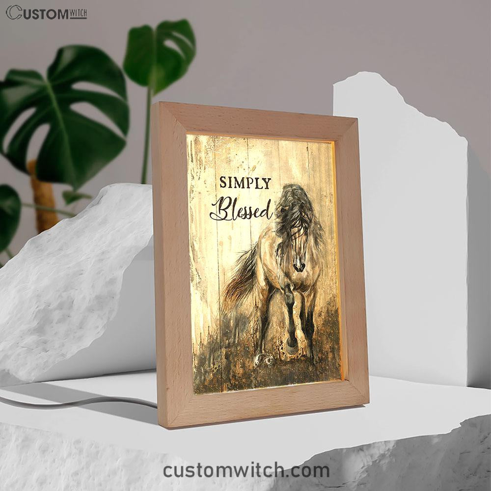 Running Horse Simply Blessed Frame Lamp Print - Inspirational Frame Lamp Art - Christian Art Home Decor