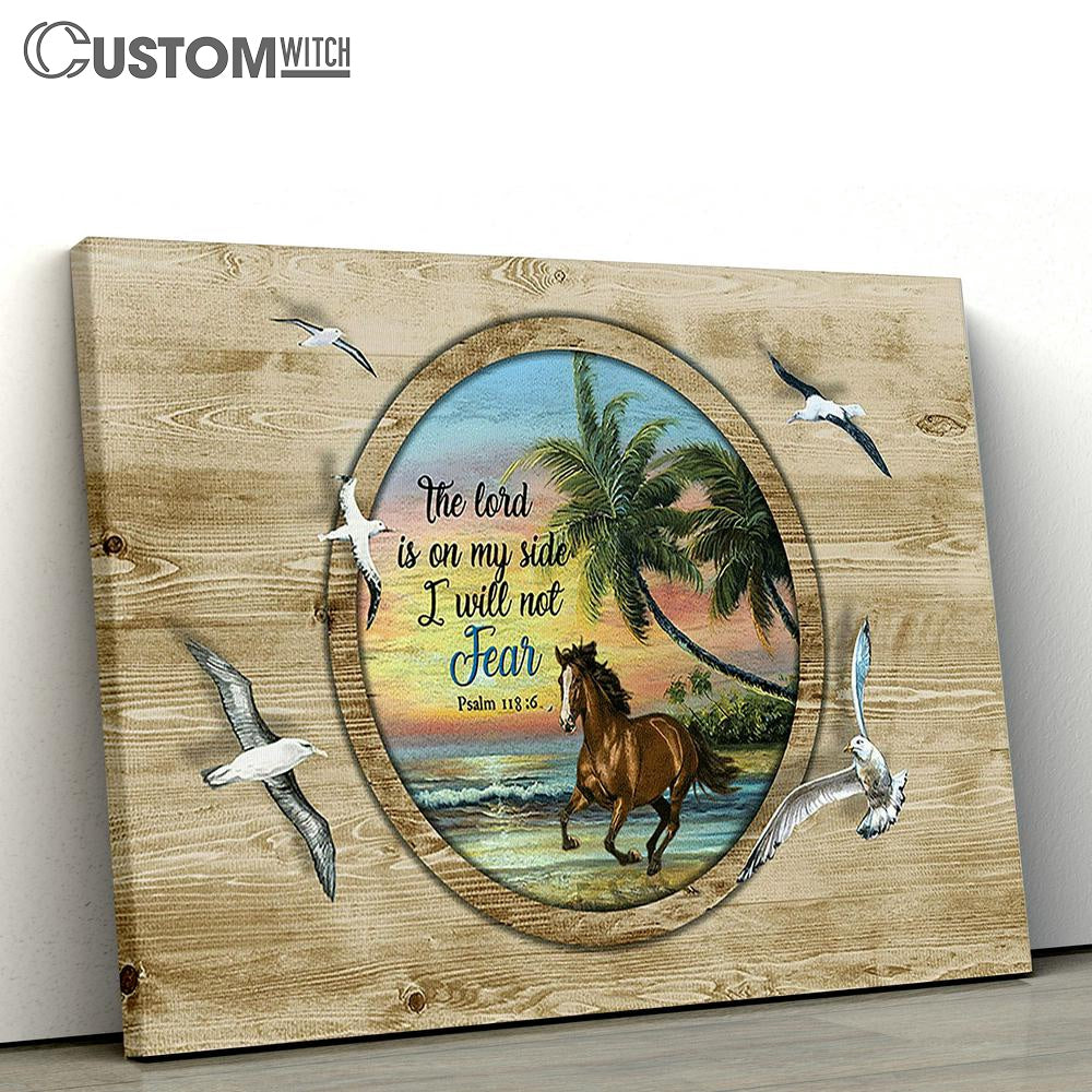 Running Horse The Lord Is On My Side Wall Art Canvas - Christian Wall Decor - Gifts For Horse Lovers