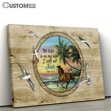 Running Horse The Lord Is On My Side Wall Art Canvas - Christian Wall Decor - Gifts For Horse Lovers