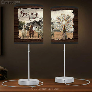 Running Horses God Says You Are Lamp Gift Table Lamp - Christian Bedroom Decor - Gifts For Horse Lovers