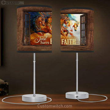 Running Horses Just Have Faith Lamp Gift Table Lamp - Christian Bedroom Decor - Gifts For Horse Lovers