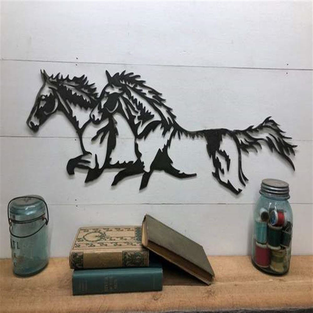 Rustic Horses Metal Sign, Gift Ideas For Farm Woman, Large Metal Outdoor Signs, Outdoor Metal Sign Frames