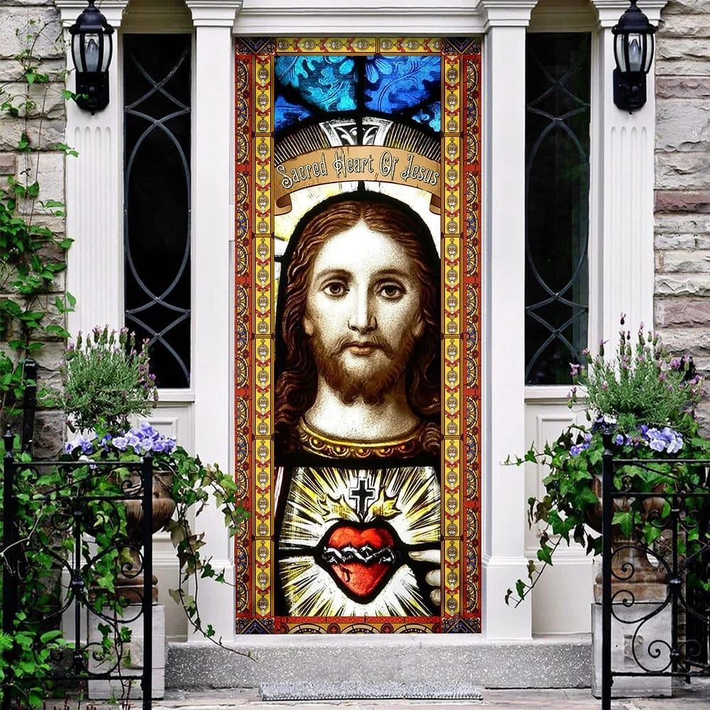 Sacred Heart Of Jesus Christian Door Cover, Christian Door Decor, Door Christian Church, Christian Door Plaques