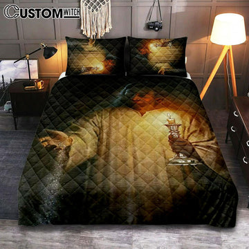 Salt And Light God Jesus Quilt Bedding Set Prints - Jesus Christ Quilt Bedding Set Art - Christian Cover Twin Bedding Decor