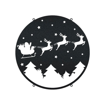 Santa On Sleigh Merry Christmas Neon Lights Metal Wall Art, Christmas Gift, Christmas Home Decor Sign, Christmas Outdoor Metal Sign