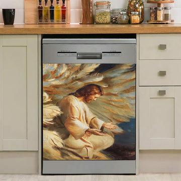 Saving Jesus Wings Feathers Dishwasher Cover, Jesus Christ Dishwasher Wrap, Christian Kitchen Decoration