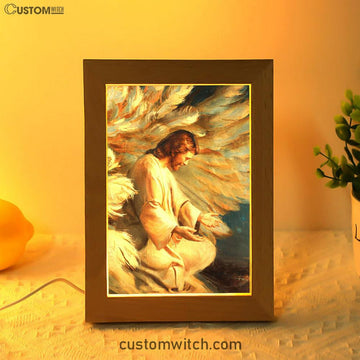 Saving Jesus Wings Feathers Frame Lamp Prints - Jesus Christ Frame Lamp Art - Christian Decor
